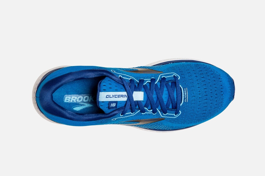 Brooks Running Shoes - Glycerin 18 Road Mens - Blue/Gold - EDB-046891